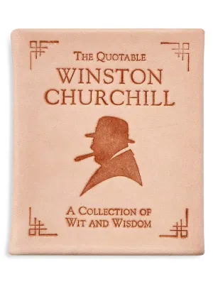 Graphic Image Mini Quotable Winston Churchill | Genuine Natural Vachetta Leather (Mini 2.8" x 3.2") Handbound in the USA