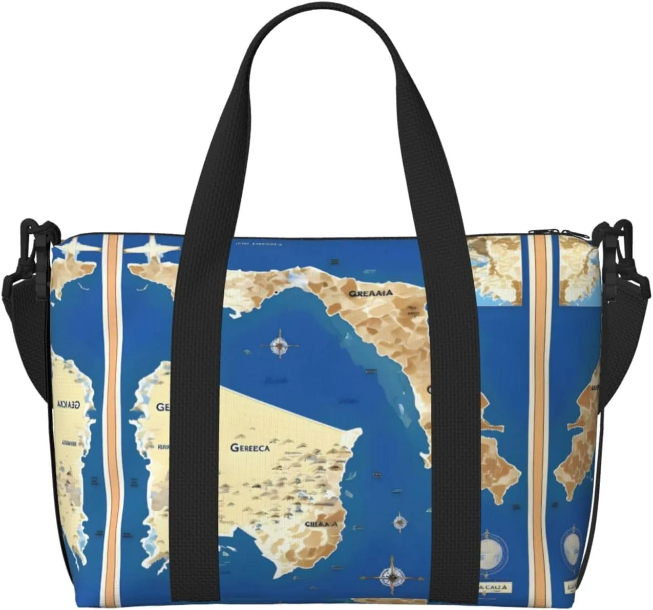 Greece Map Print print Womens travel bags, weekender carry on for women, sports Gym Bag, Overnight Carry on Bag
