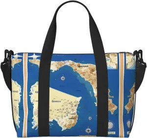 Greece Map Print print Womens travel bags, weekender carry on for women, sports Gym Bag, Overnight Carry on Bag