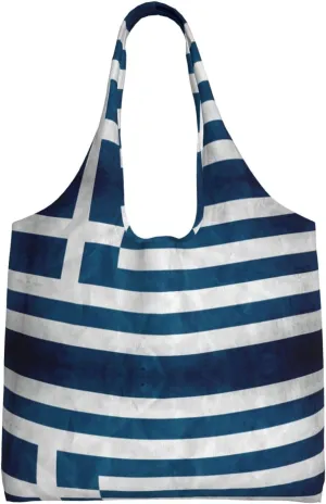 greek flag print Women Shoulder Canvas Tote Handbag Work Bag for Women Lady Casual Tote's Handbag