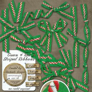 Green & Red Striped Ribbons