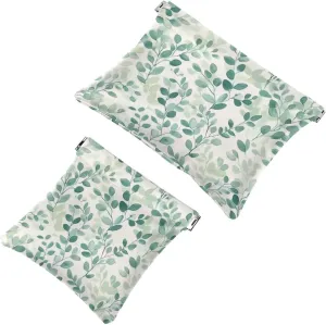 Green Gray Sage Leaves and Plants Pocket Cosmetic Bag, Waterproof Squeeze Makeup Bag No Zipper Self-Closing, Portable Mini Travel Storage for Headphones Jewelry