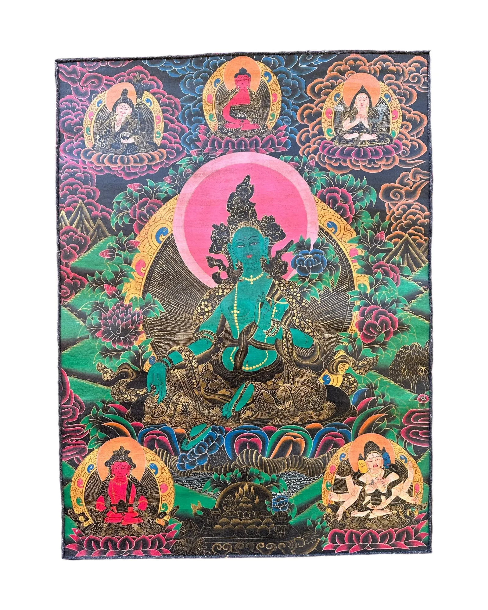 Green Tara Silk Hand Painted Thangka