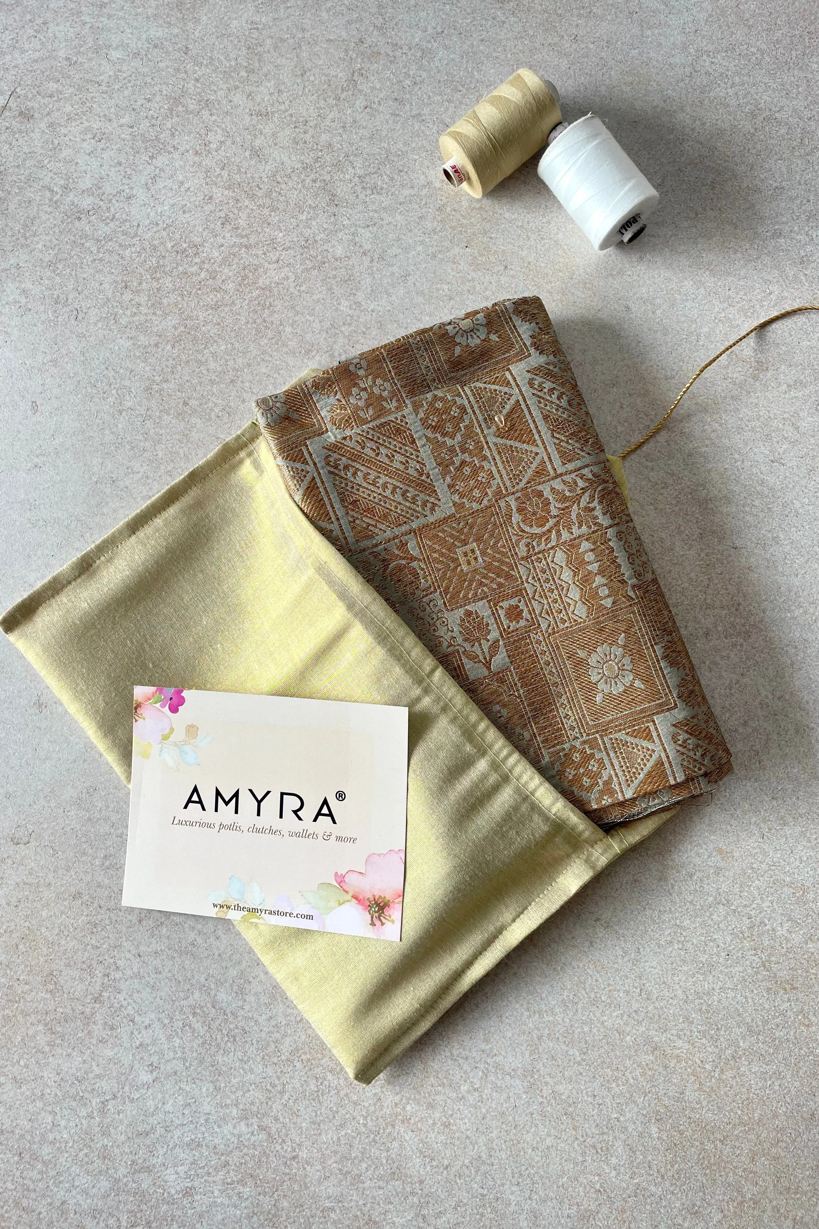 Grey Handloom Pure Katan Silk Gold Zari Brocade Banarasi Fabric