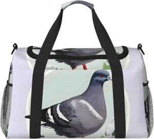 Grey Pigeon print print Carry on Bag Underseat forTraveling Personal Item Bag Travel Duffel Bag Gym Bag for Women Men