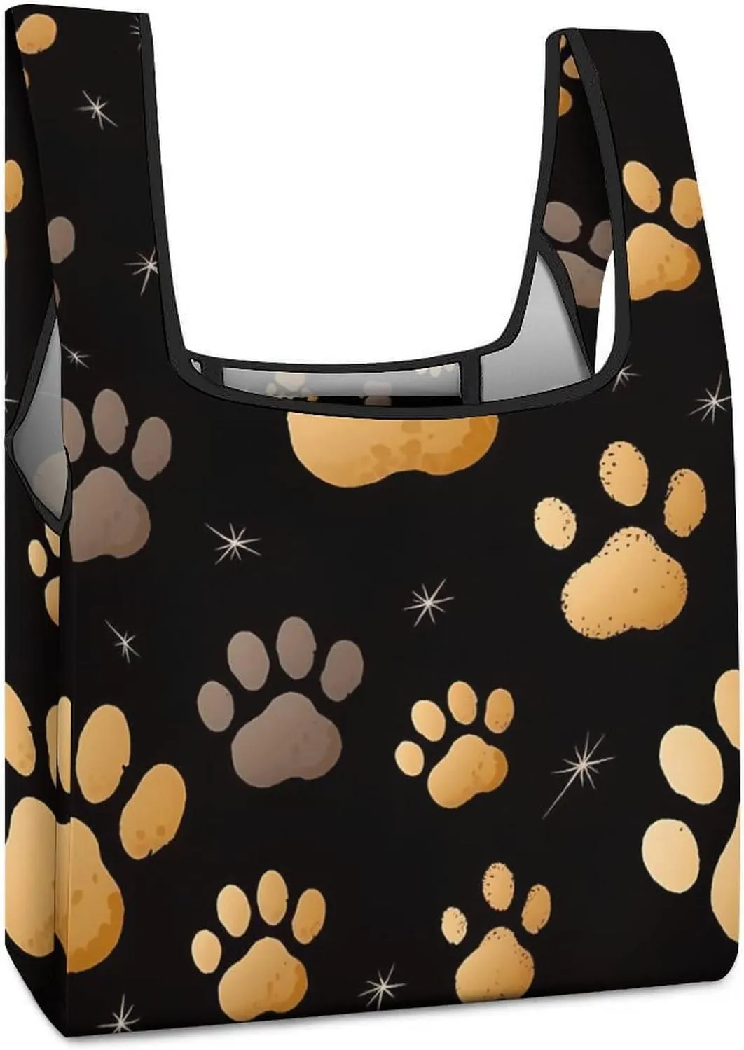 Grocery Bag Reusable Tote Bag Foldable Dog Paw Print Shopping Bag Handbag Washable Shoulder Bag for Travel