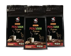 ground coffee low acid - PERUVIAN GROUND ORGANIC COFFEE, fair trade, 100% arabica, medium roast, low acidity - organic coffee ground low acid, 3 Bags (36 OZ)