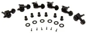 Grover Mini Roto Grip Locking Rotomatics, Set of 6-In-Line, Black Chrome, 505BC6