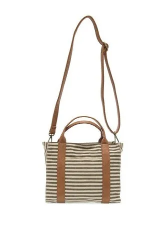 Gwen Striped Canvas Tote - L8169-15 -   Women's  NEUTRAL & WHITE