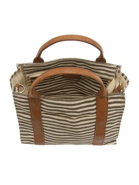 Gwen Striped Canvas Tote - L8169-15 -   Women's  NEUTRAL & WHITE