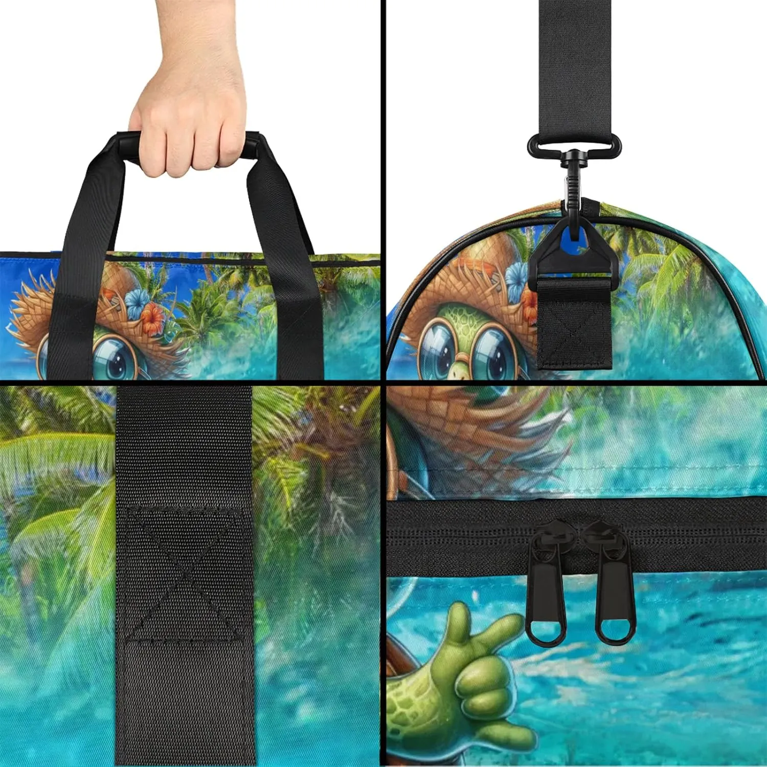 Gym Bag for Women Men Palm Tree Ocean Animal Travel Duffle Bag with Shoe Compartment Waterproof Sports Tote Bags Large Overnight Weekender Bags for Travel Swimming Gym Yoga Dance