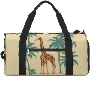 Gym Bag Giraffe Palm Tree Duffel Bag for Men Women Overnight Bag with Shoe Compartment Workout Bags