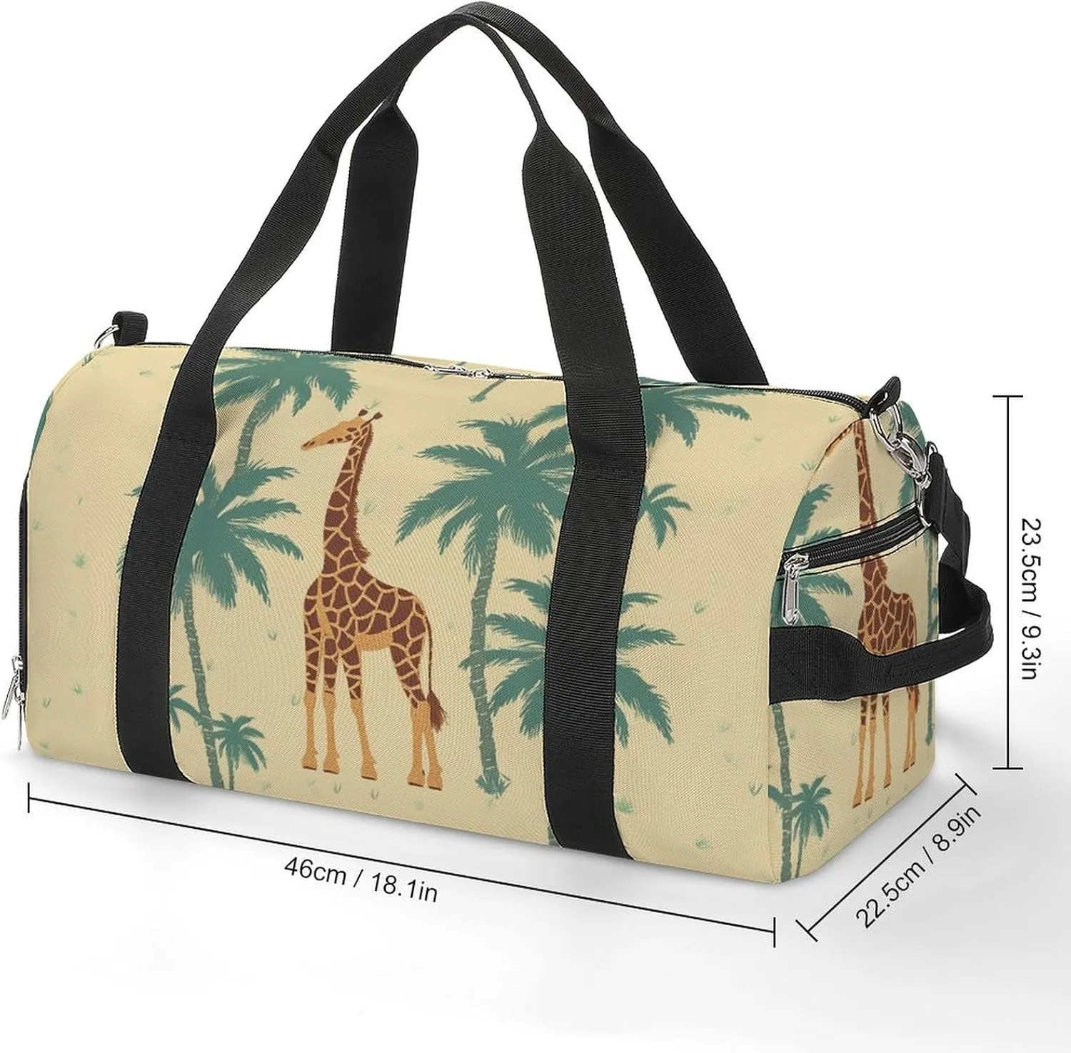 Gym Bag Giraffe Palm Tree Duffel Bag for Men Women Overnight Bag with Shoe Compartment Workout Bags