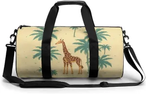 Gym Bag Giraffe Palm Tree Duffel Bag for Men Women Overnight Bag with Shoe Compartment Workout Bags