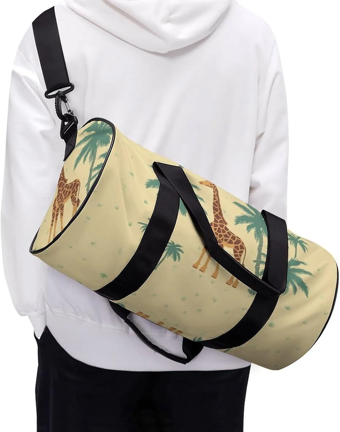Gym Bag Giraffe Palm Tree Duffel Bag for Men Women Overnight Bag with Shoe Compartment Workout Bags