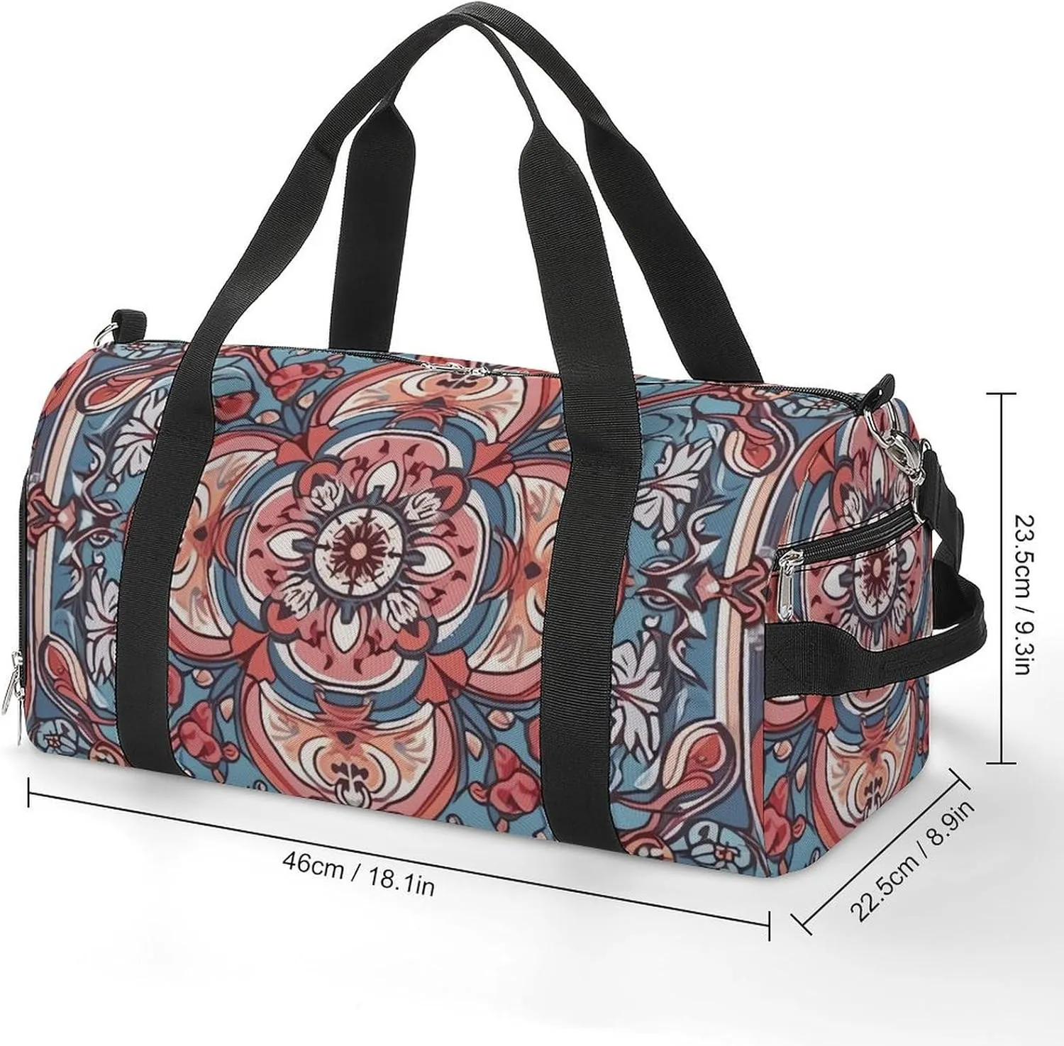 Gym Bag Traditional Beautiful Pattern Duffel Bag for Men Women Travel Overnight Bag with Shoe Compartment Workout Bags