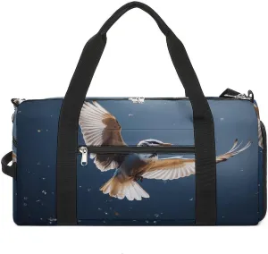 Gym Bags for Men Women,Bird Migration Print Workout Bag with Shoes Compartment,Sports Duffle Bag,Travel Gym Bag,Carry On Weekender Bag