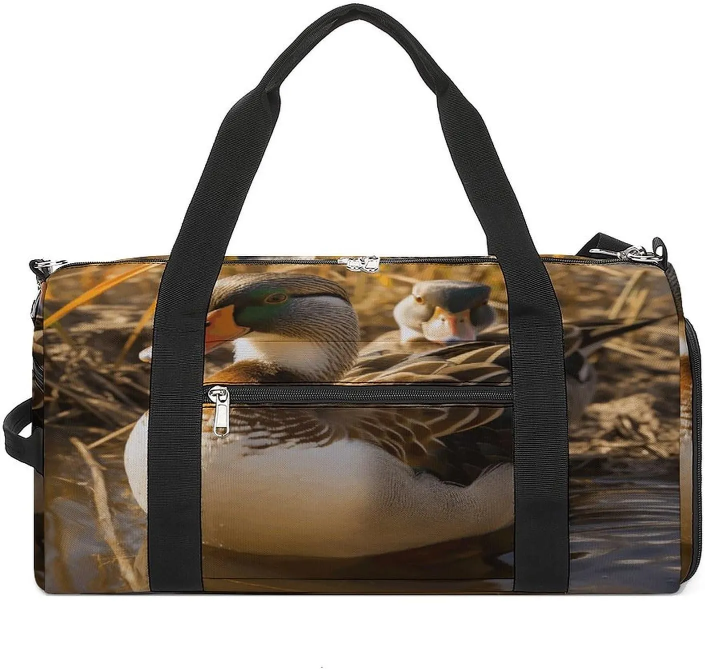 Gym Bags for Men Women,Domestic Duck Print Workout Bag with Shoes Compartment,Sports Duffle Bag,Travel Gym Bag,Carry On Weekender Bag