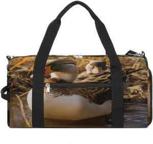 Gym Bags for Men Women,Domestic Duck Print Workout Bag with Shoes Compartment,Sports Duffle Bag,Travel Gym Bag,Carry On Weekender Bag