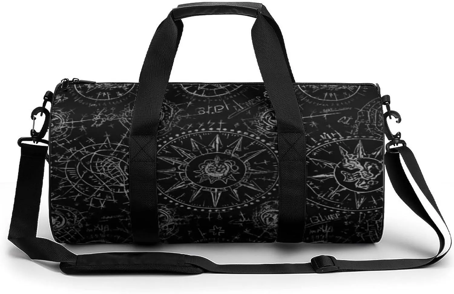 Gym Bags for Men Women,Supernatural Symbols Black Print Workout Bag,Sports Duffle Bag,Travel Gym Bag,Carry On Weekender Bag