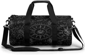 Gym Bags for Men Women,Supernatural Symbols Black Print Workout Bag,Sports Duffle Bag,Travel Gym Bag,Carry On Weekender Bag