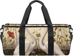 Gym Bags for Men,Travel Duffel Bags for Women,Art Retro Crane Poppy,Workout Bag
