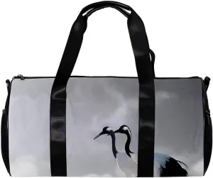 Gym Bags for Men,Travel Duffel Bags for Women,Crane Bird Blue Sky,Workout Bag