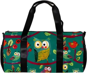 Gym Bags for Women,Duffle Bag for Travel,Cartoon Eagle Fruit Tree Owl,Gym Bag for Men