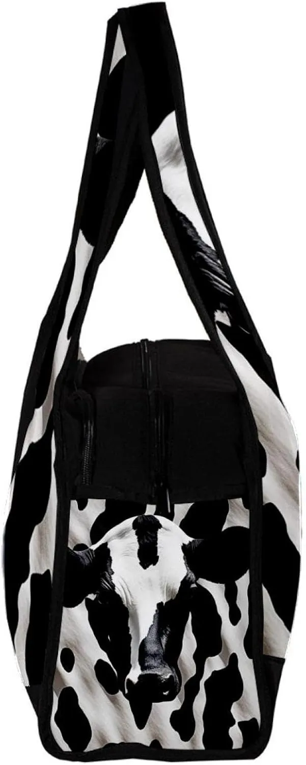Gym Bags for Women,Duffle Bag for Travel,Cow Print White Black,Gym Bag for Men