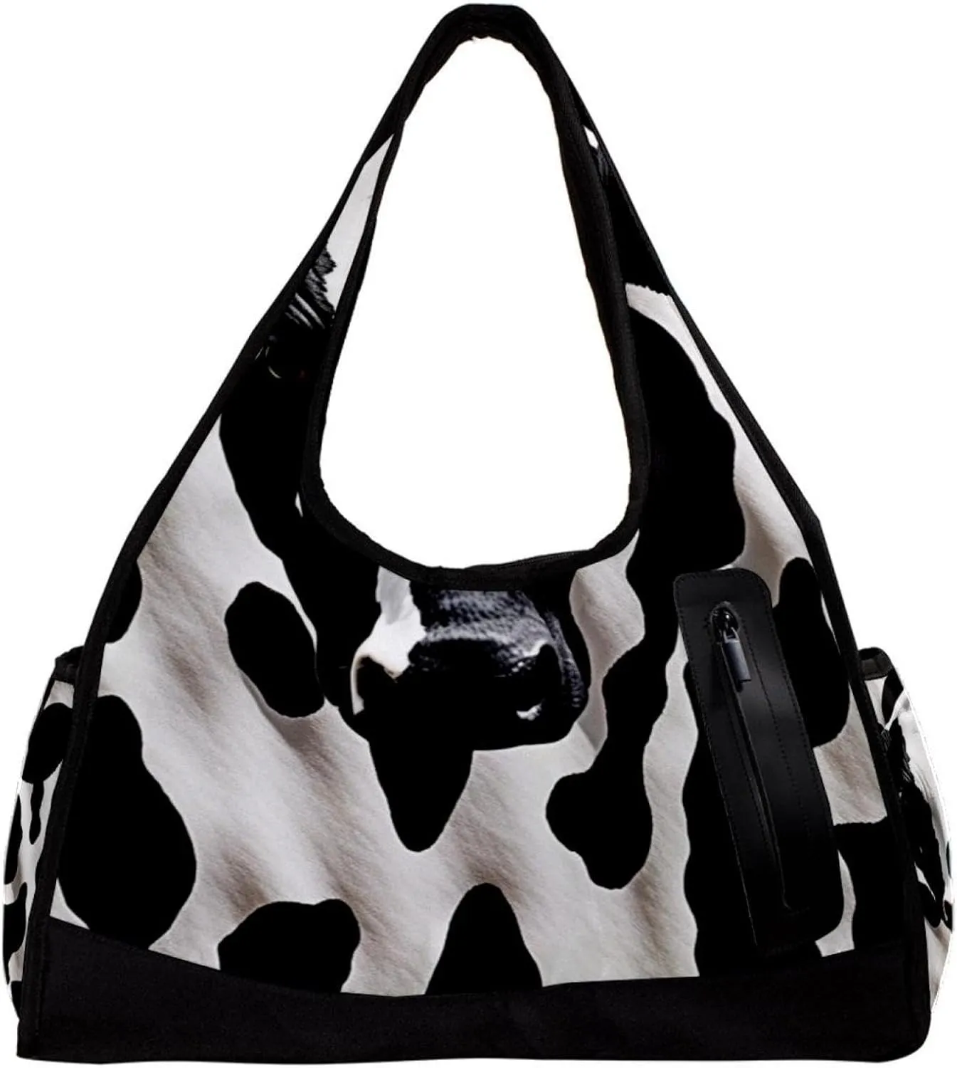 Gym Bags for Women,Duffle Bag for Travel,Cow Print White Black,Gym Bag for Men