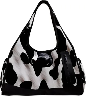 Gym Bags for Women,Duffle Bag for Travel,Cow Print White Black,Gym Bag for Men