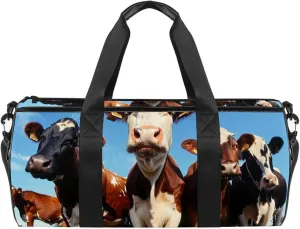 Gym Bags for Women,Duffle Bag for Travel,Farm Prairie Cute Cow,Gym Bag for Men