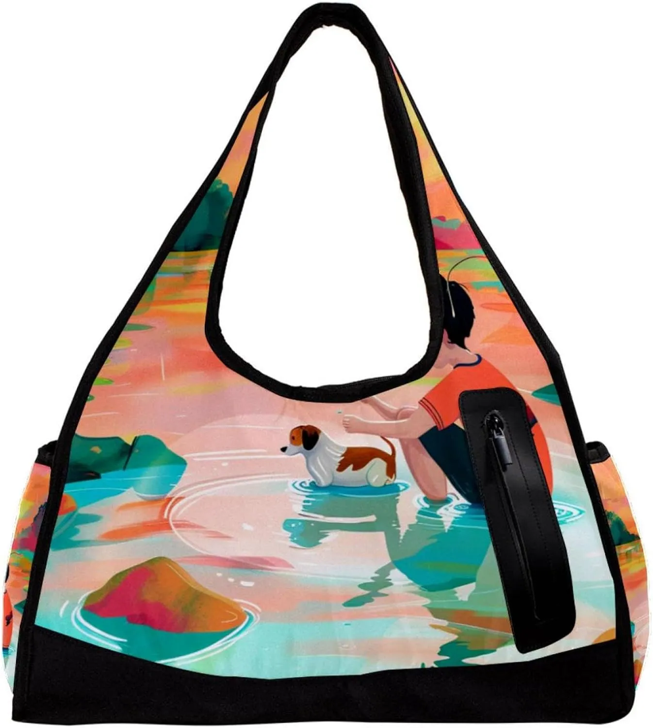Gym Bags for Women,Duffle Bag for Travel,Landscape Animal Dog,Gym Bag for Men