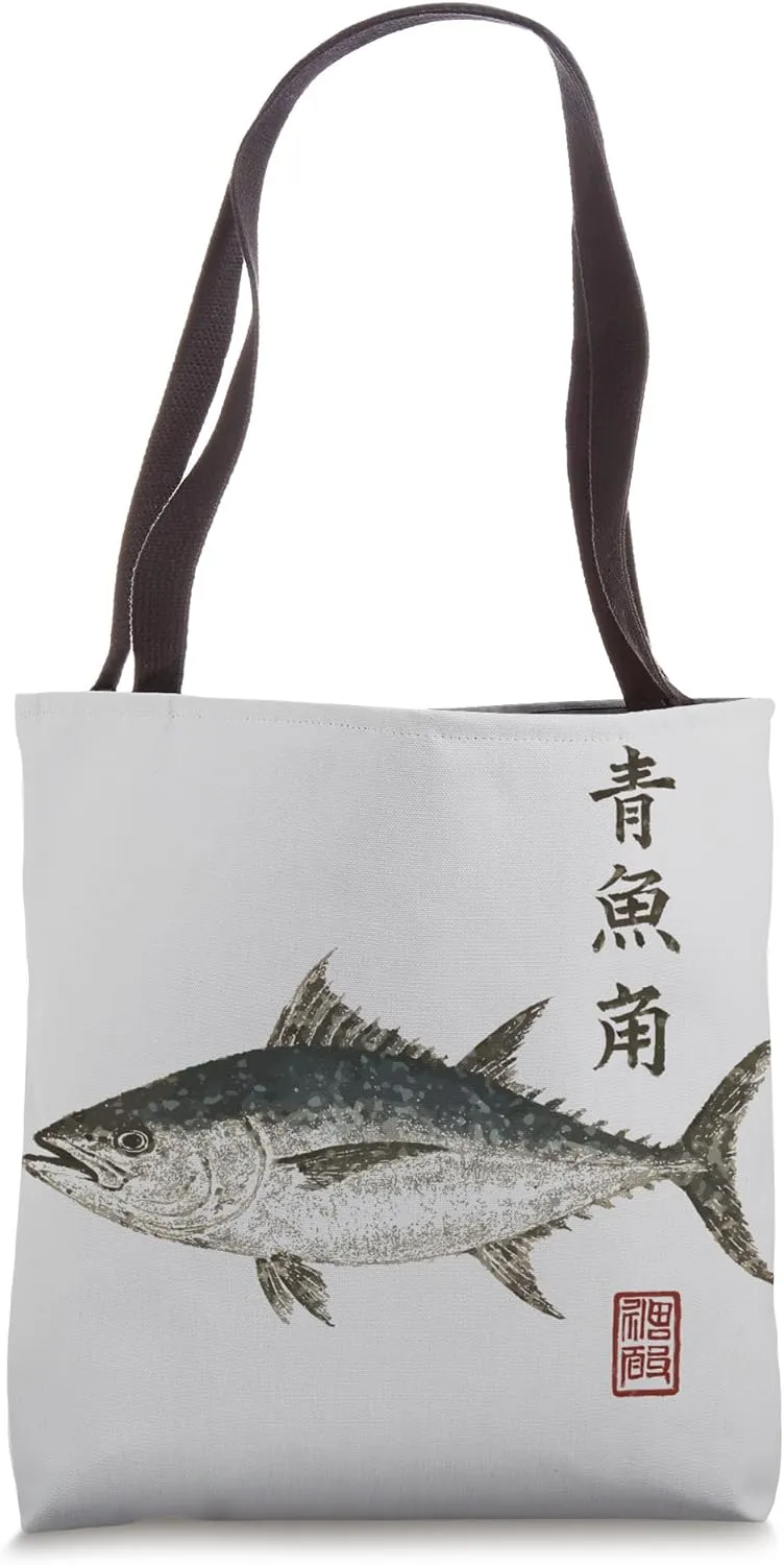 Gyotaku Japanese Fish Print Traditional Bluefin Tuna Art Tote Bag