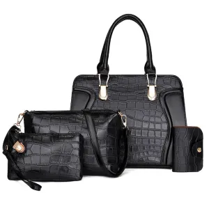 H1756 - Four-piece embossed crocodile pattern Handbag Set