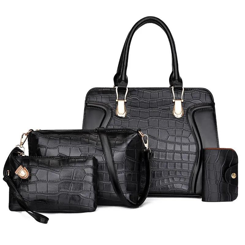 H1756 - Four-piece embossed crocodile pattern Handbag Set