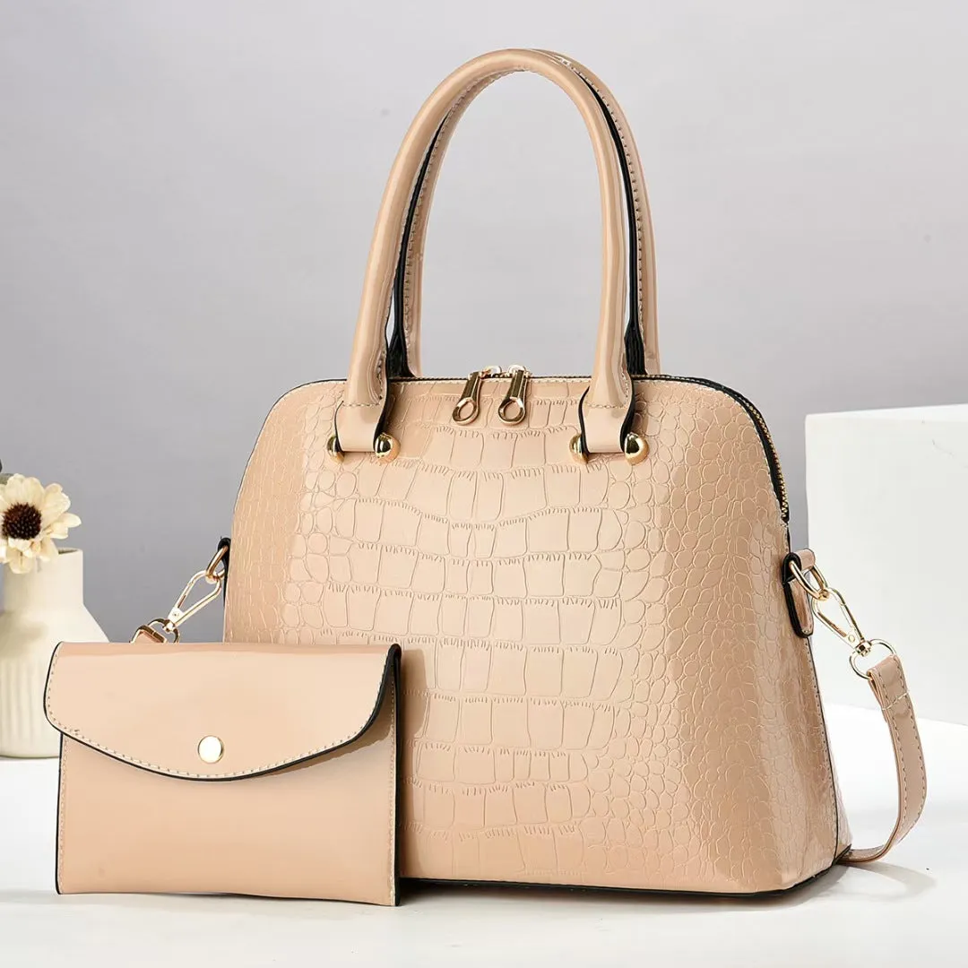 H1817 - Elegant Crocodile Pattern Fashion Handbag Set