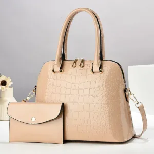 H1817 - Elegant Crocodile Pattern Fashion Handbag Set