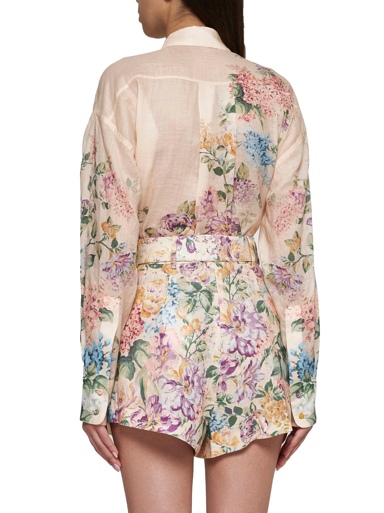 Halliday print linen tuck shorts