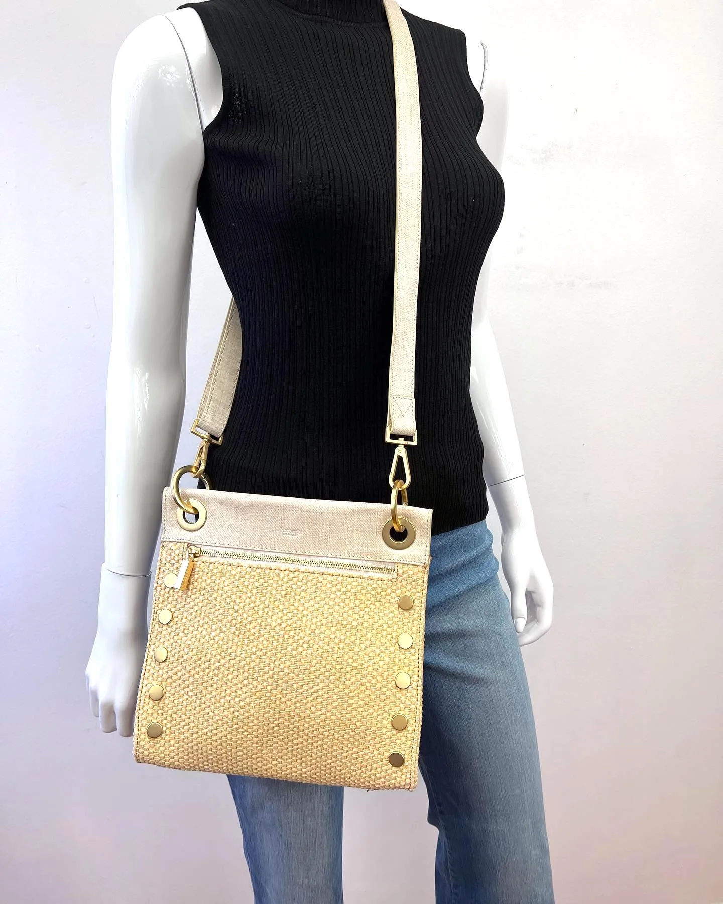 HAMMITT TONY MEDIUM RICOTTA RAFFIA CROSSBODY BAG