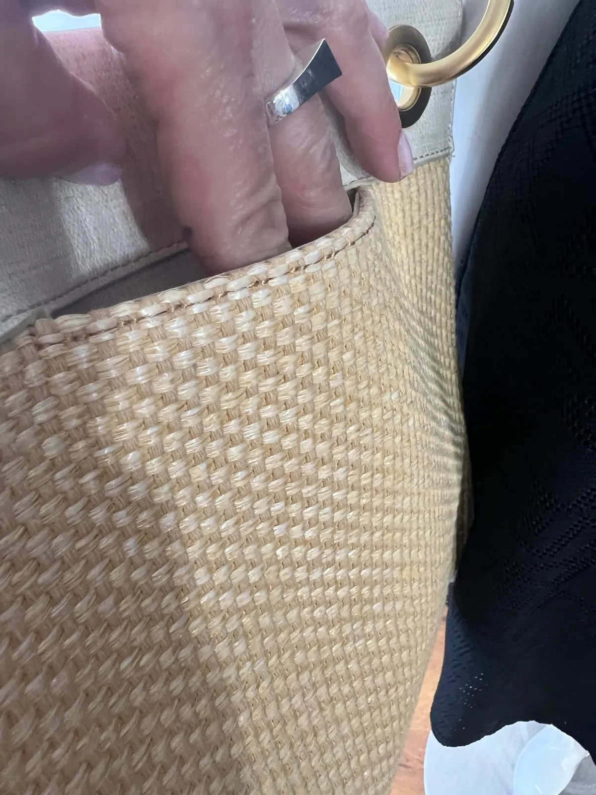 HAMMITT TONY MEDIUM RICOTTA RAFFIA CROSSBODY BAG