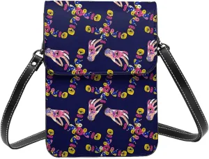 Hand psychedelic plant flower with eyes beautiful Crossbody Cell Phone Purse for Women Girls Leather Mini Cross Body Bags Small Shoulder Bags