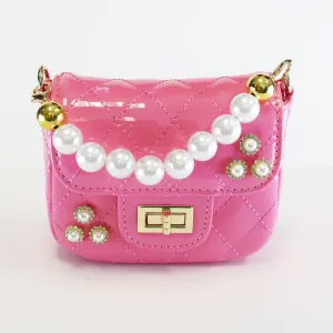Handbags | Embellished Patent Quilted Purse- Fuchsia | Doe a Dear