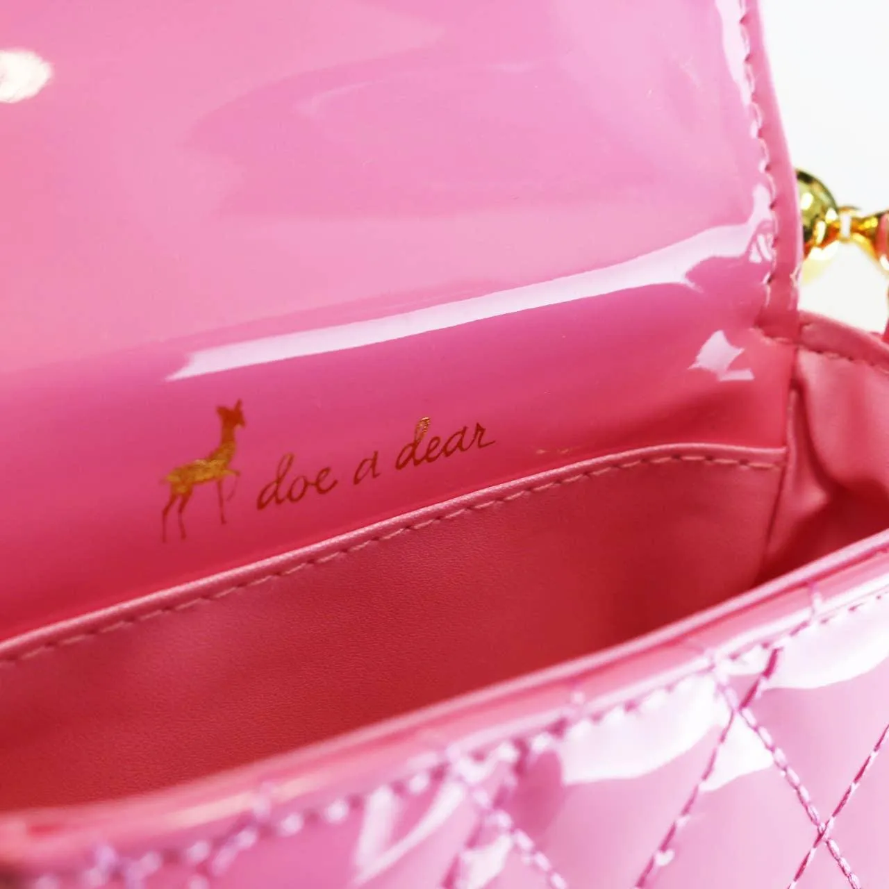 Handbags | Embellished Patent Quilted Purse- Fuchsia | Doe a Dear