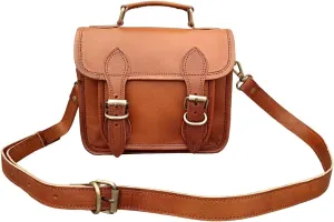 Handcrafted Vintage Leather Satchel Crossbody Bag Men Womenn Purse Wallet Handbag Messenger Sling Bags, 9 Inch Mini