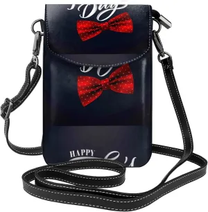 Happy Father's Day Print Small Crossbody Bags for Women Leather Cell Phone Purses Mini Leather Shoulder Handbag Adjustable Strap