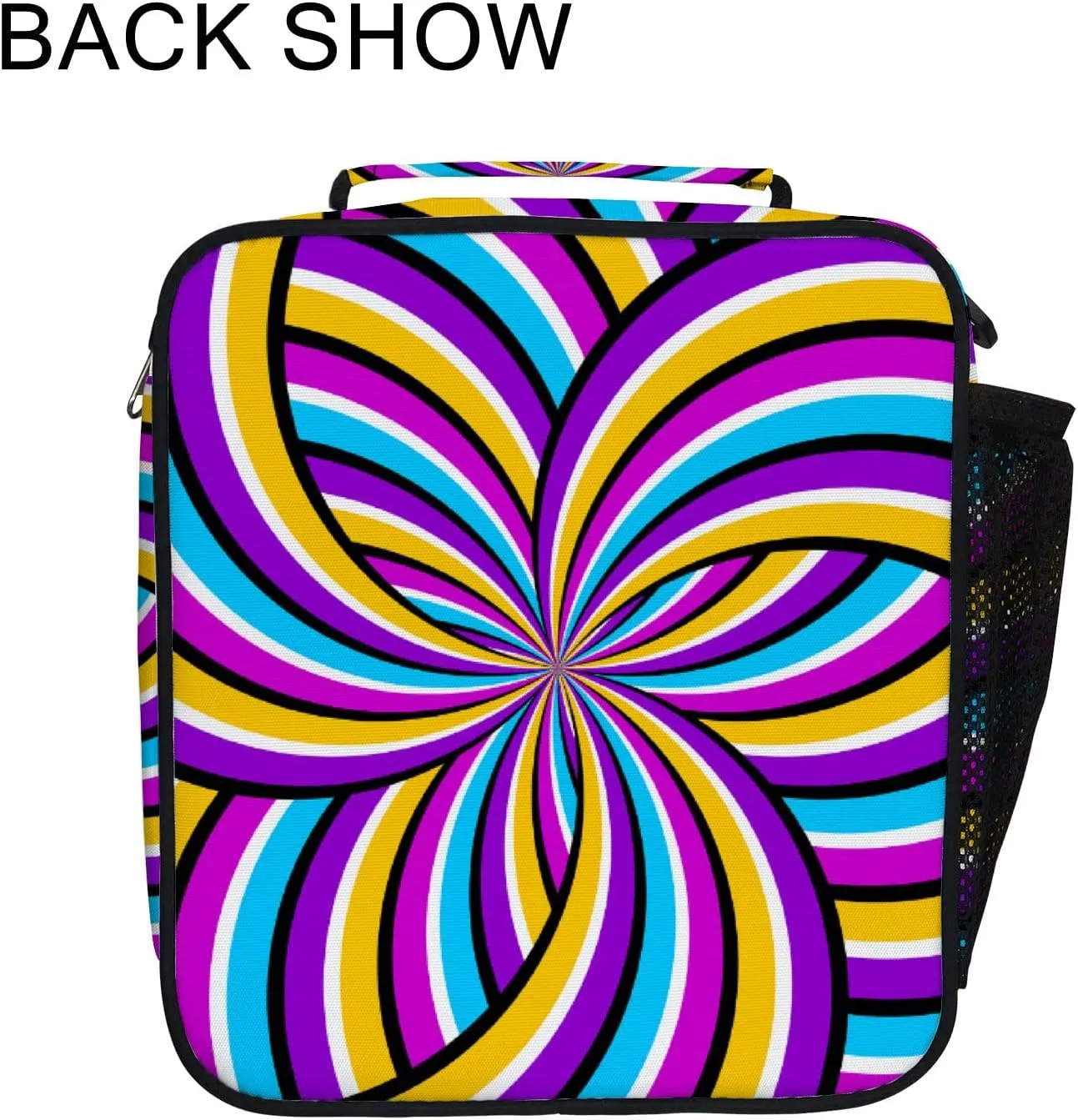 Hapuxt Lunch Box Lunch Bag with Adjustable Shoulder Strap Tote Abstract Striped Motion Illusion Insulated Waterproof Outdoor Work Office Picnic for Women Men