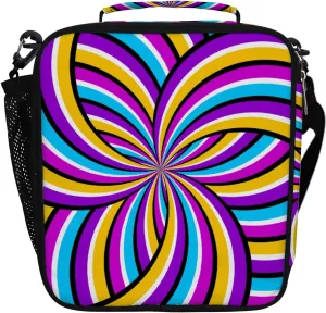 Hapuxt Lunch Box Lunch Bag with Adjustable Shoulder Strap Tote Abstract Striped Motion Illusion Insulated Waterproof Outdoor Work Office Picnic for Women Men