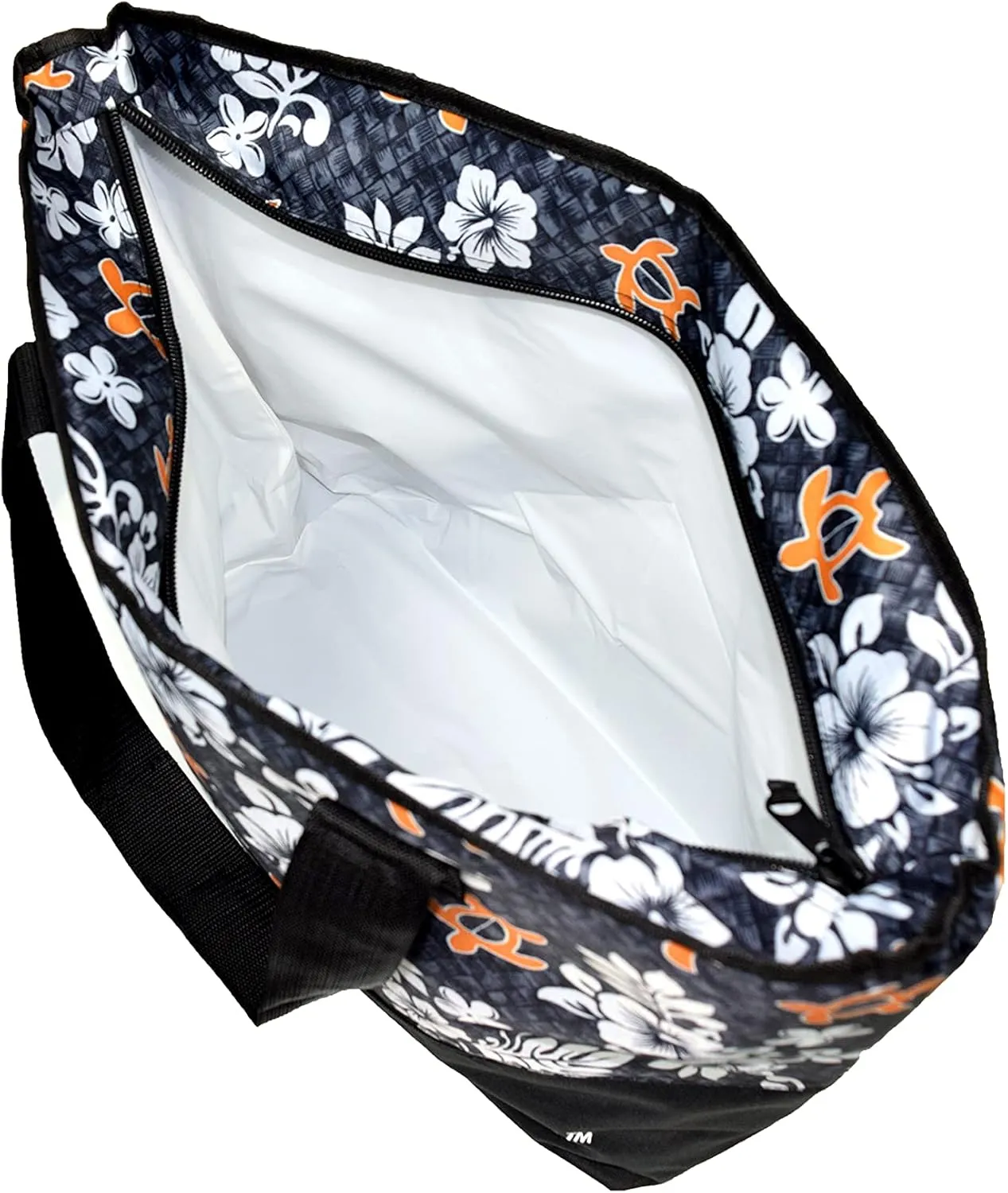 Hawaiian Print Large Insulated Cooler Tote Bag 245 (Honu Family 2 - Light Purple)