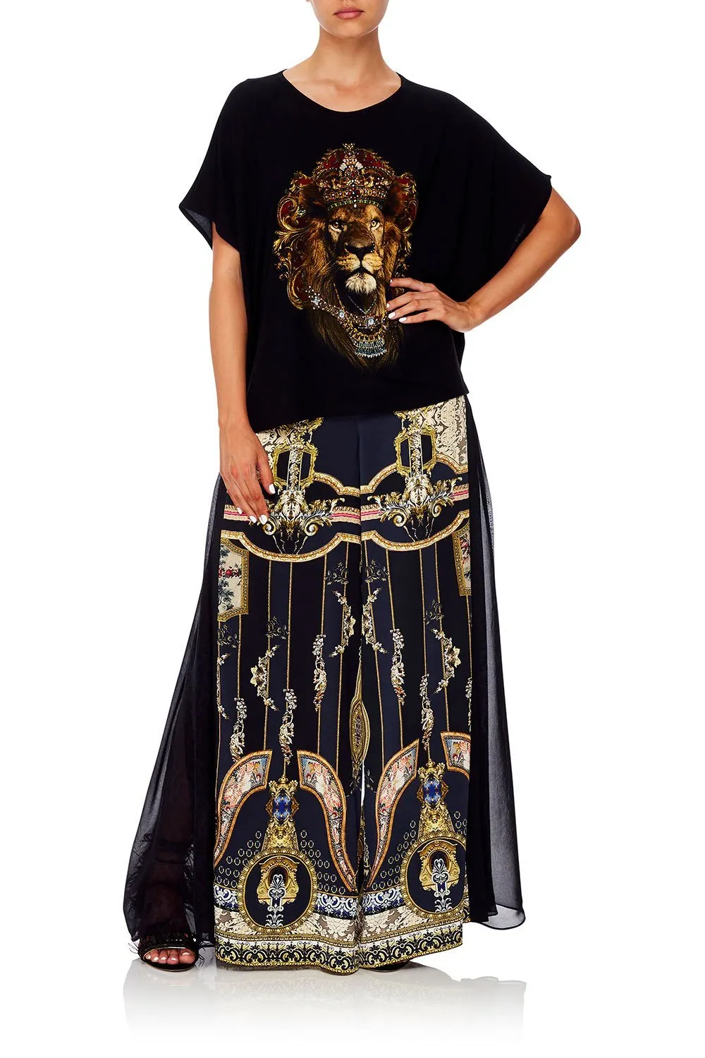 HIGH WAISTED TROUSER WITH GODET MIDNIGHT MEETING